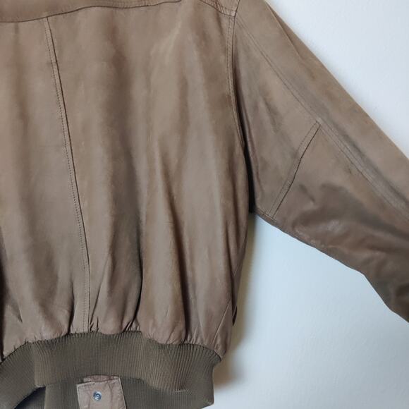Vtg Greg Bell Brown Suede Leather Bomber Aviator Jacket Large Retro 90s Pilot - Picture 8 of 16